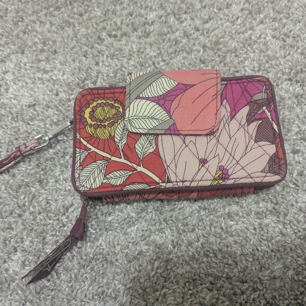 Vera Bradley Red and Pink Floral Wristlet